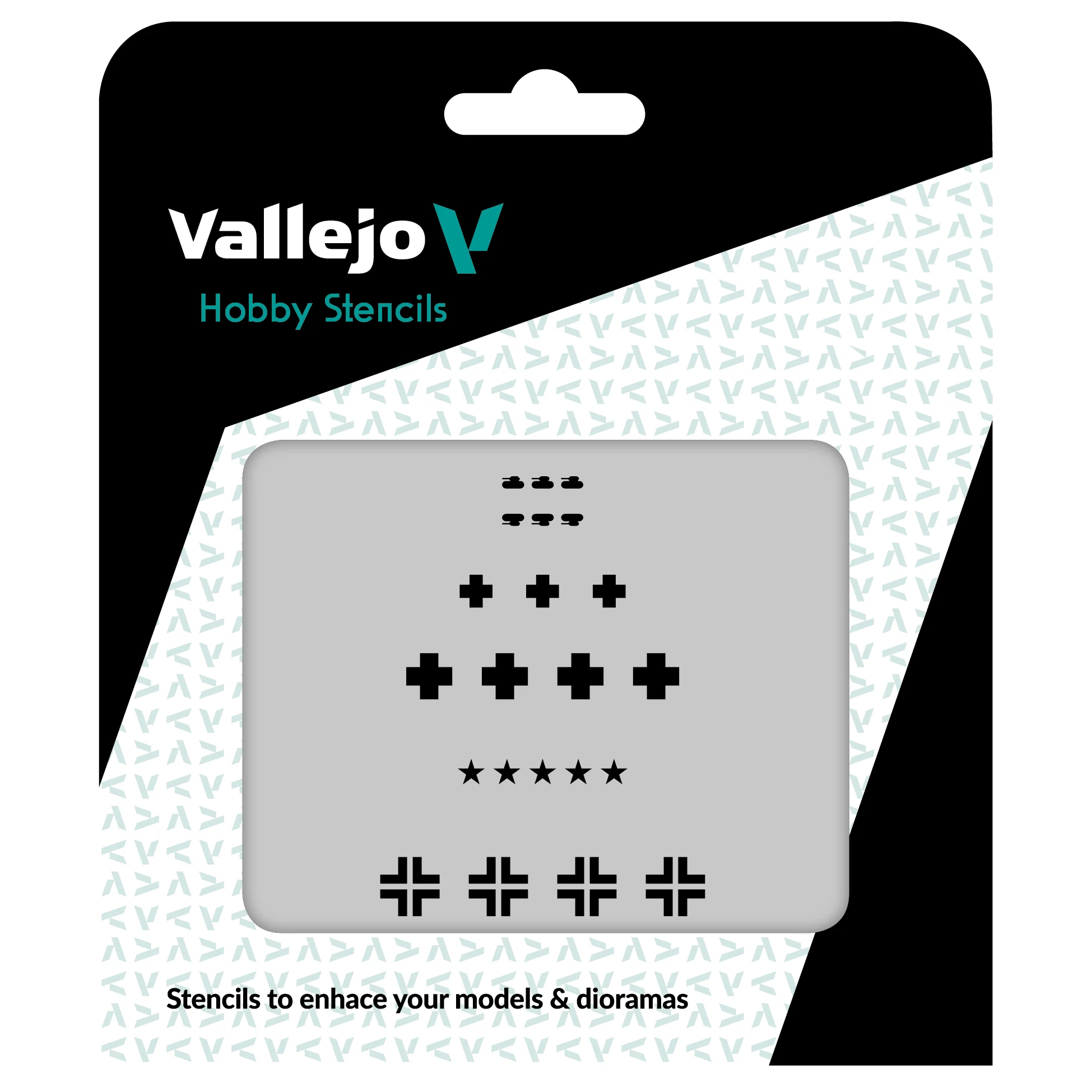 Vallejo Šablona Assorted German WWII Tank Markings - ST-AFV001 (Vallejo Hobby Stencils)