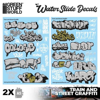 waterslide decals train and graffiti mix silver and gold