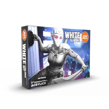 64276 ak acrylics 3gen set ak11609 white colors set 6x17ml