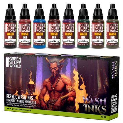 set x8 acrylic wash ink paints
