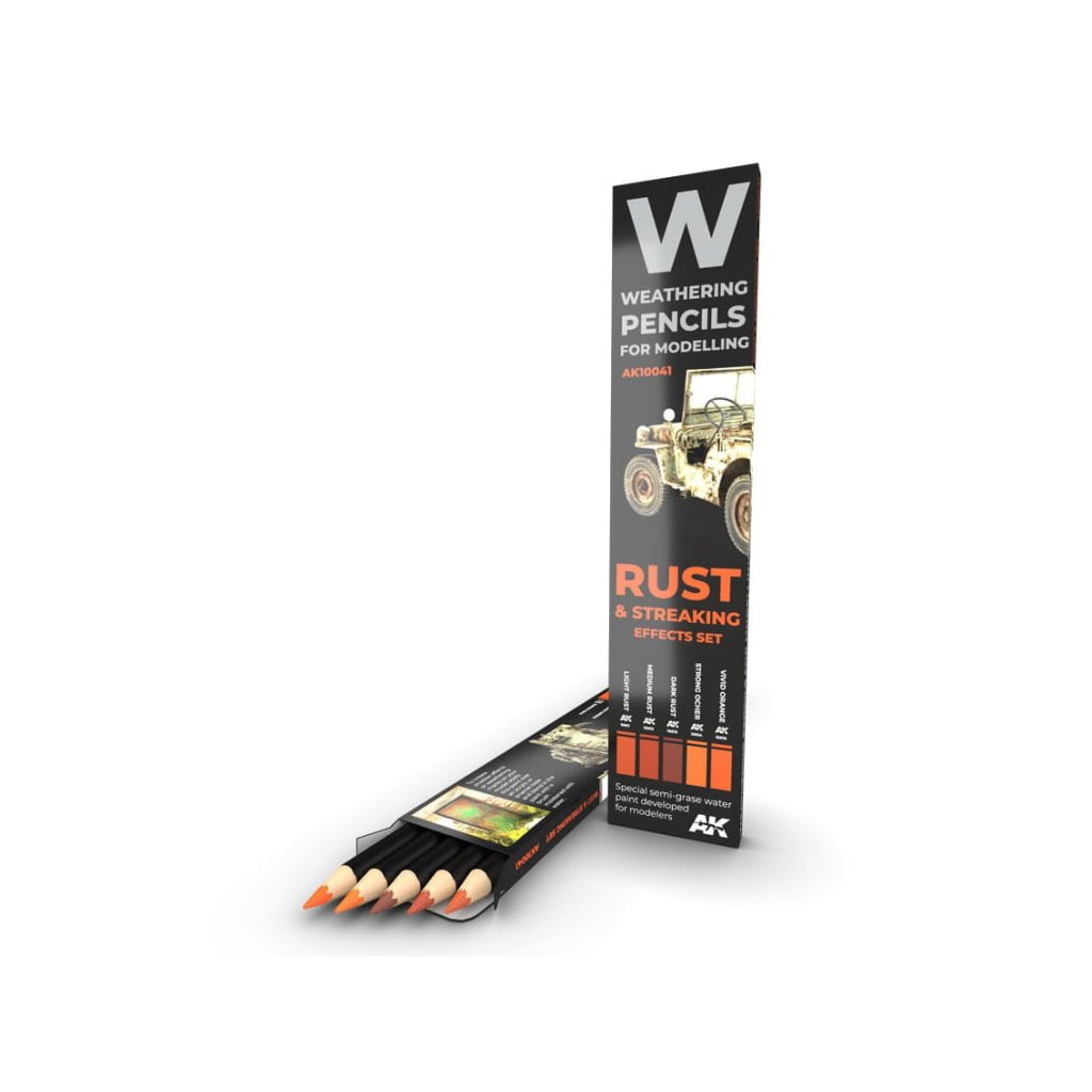 64195 ak ak10041 watercolor pencil set rust and streaking 5 colors