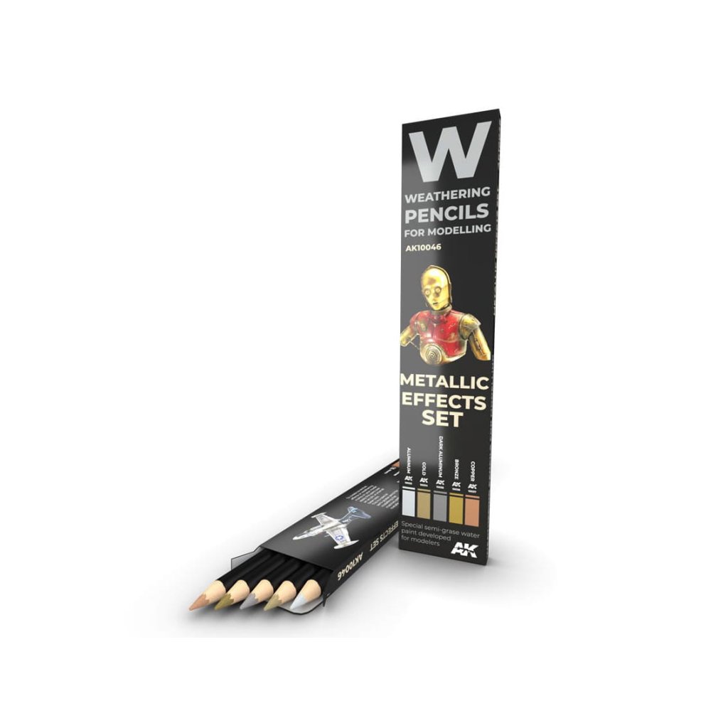 64204 ak ak10046 watercolor pencil set metallics 5 colors