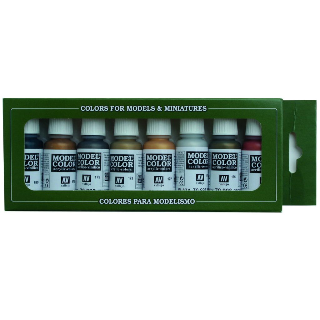 65638 vallejo model color 8 colors set 70118 metallic colors 8