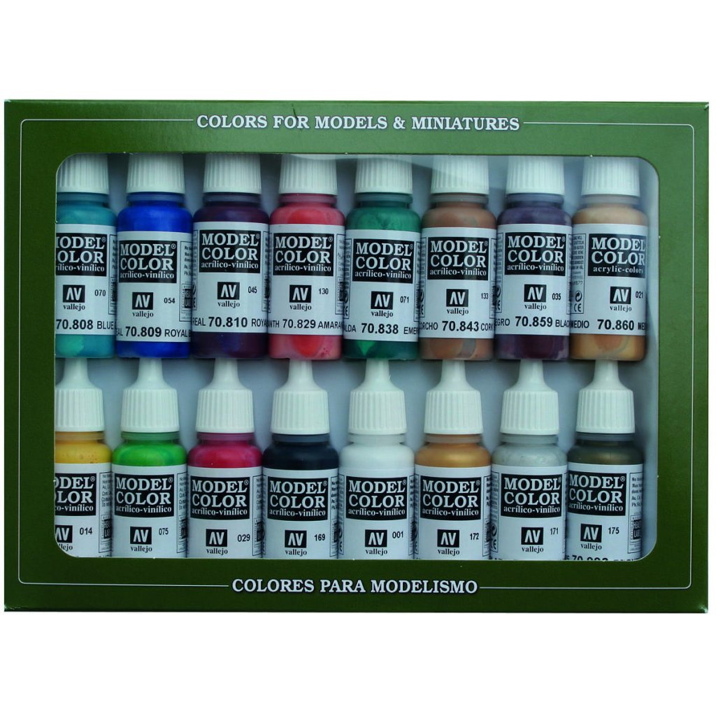 65647 vallejo model color 16 color set 70142 medieval colors 16