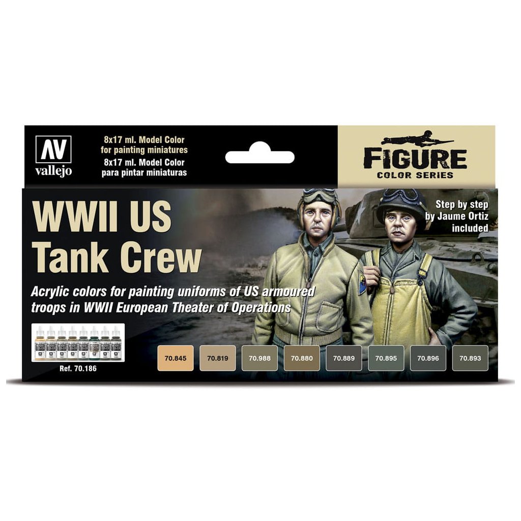 65656 vallejo model color 8 color set 70186 wwii us tank crew 8