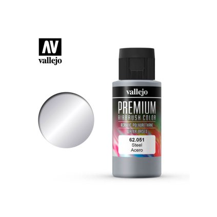 65479 vallejo premium color 62051 metallic steel 60ml