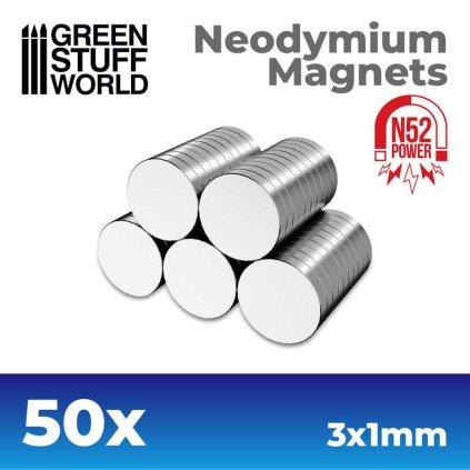 magneți neodymium 3x1mm 50 unități n52