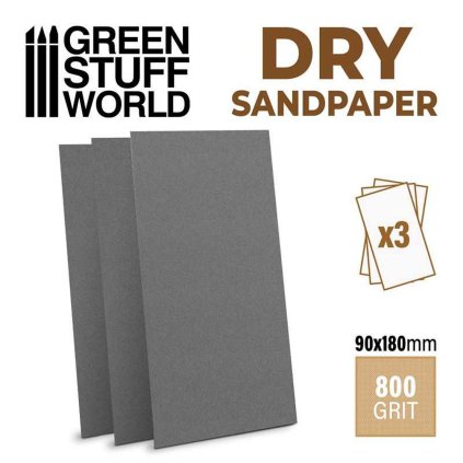 Șmirghel uscat 3pcs 180x90mm - 800 grit (Green Stuff World)