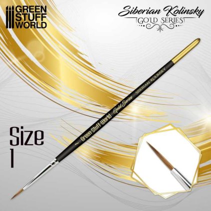 GOLD SERIES Siberian Kolinsky Brush - Size 1 (Green Stuff World)