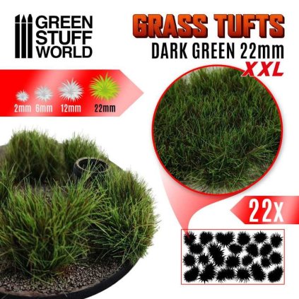 Grass TUFTS XXL - 22mm self-adhesive - DARK GREEN (Green Stuff World)