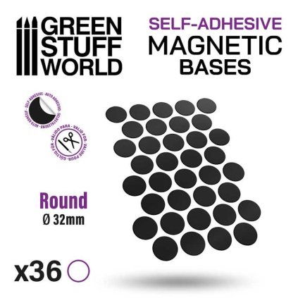Round Magnetic Sheet SELF-ADHESIVE - 32mm (Green Stuff World)