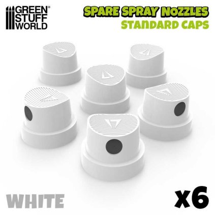 6x Caps spray paint - Standard White Fat Cap - trysky na sprej (Green Stuff World)