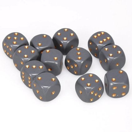 Sada 36 kociek 12mm D6 - Dark Grey / Copper (Chessex)