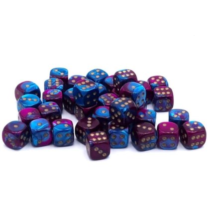 Sada 36 kociek 12mm D6 - Purple-Teal / Gold (Chessex)