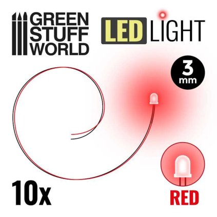 10x červená LED 3 mm (Green Stuff World)