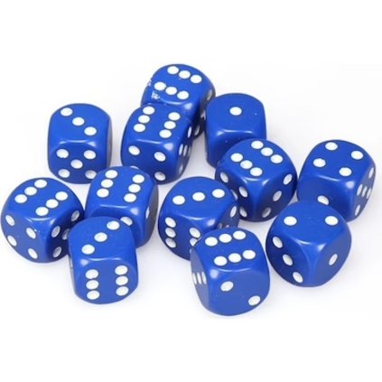 Sada 36 kociek 12mm D6 - Blue / White (Chessex)