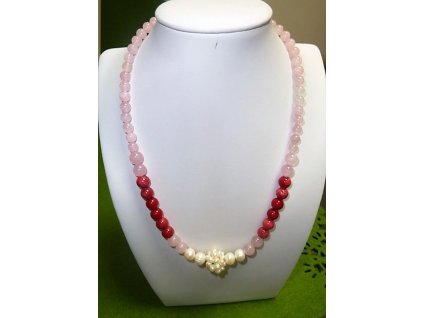 Náhrdelník Perly, Ruženín, Korál