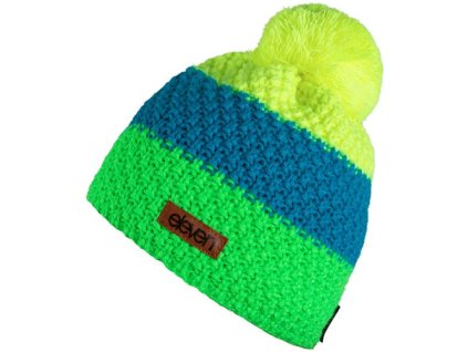 pletena cepice eleven pom fluo