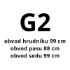 G2 – obvod hrudníku 99 cm, obvod pasu 88 cm, obvod sedu 99 cm