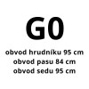 G0 – obvod hrudníku 95 cm, obvod pasu 84 cm, obvod sedu 95 cm
