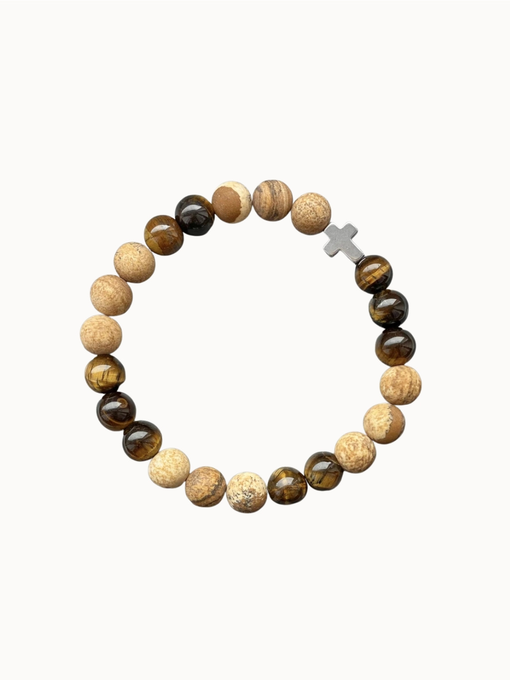 Pánský korálkový náramek jaspis a tygří oko