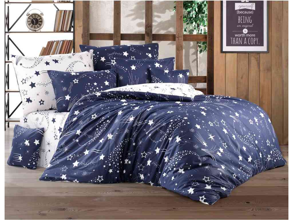 BedTex, Cz Bavlnené obliečky Galaxy modré DeLuxe Rozmer: 1x70x90 / 1x140x200 cm