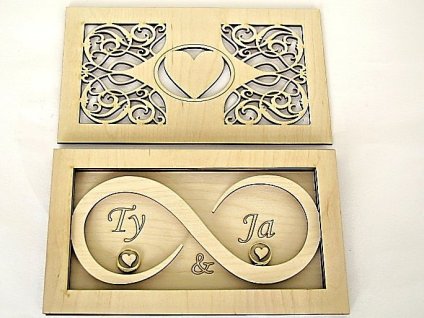 Dárková krabička na darování prstenů gravírovaná