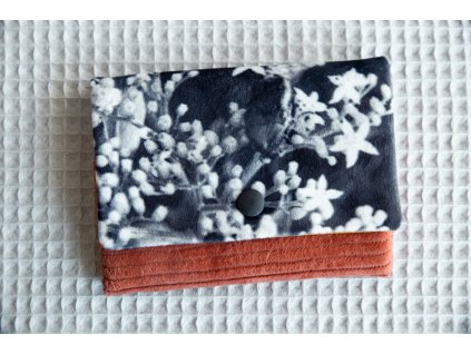 manšestrová peněženka | cihlovo-hořčicová s kvítky