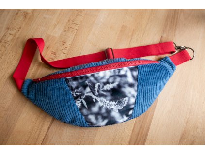 manšestrová ledvinka | modrá s motýlem