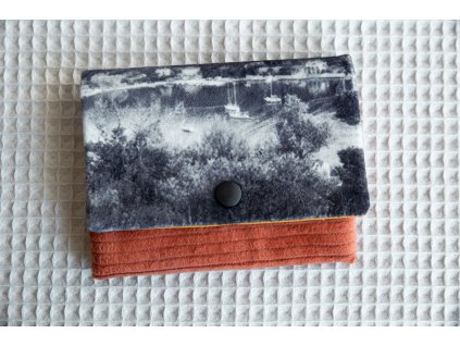 manšestrová peněženka | cihlovo-hořčicová s loďkami