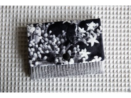 manšestrová peněženka | šedá s kvítky