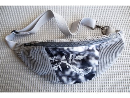 manšestrová ledvinka | šedá s motýlem