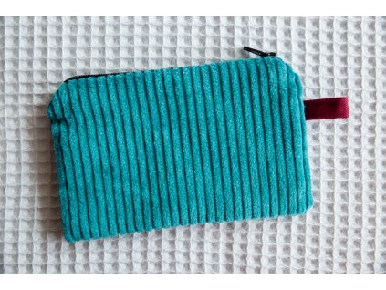 manšestrová mini peněženka | tyrkysovo-vínová