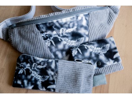 ledvinka+peněženka+penál | šedé s motýlem