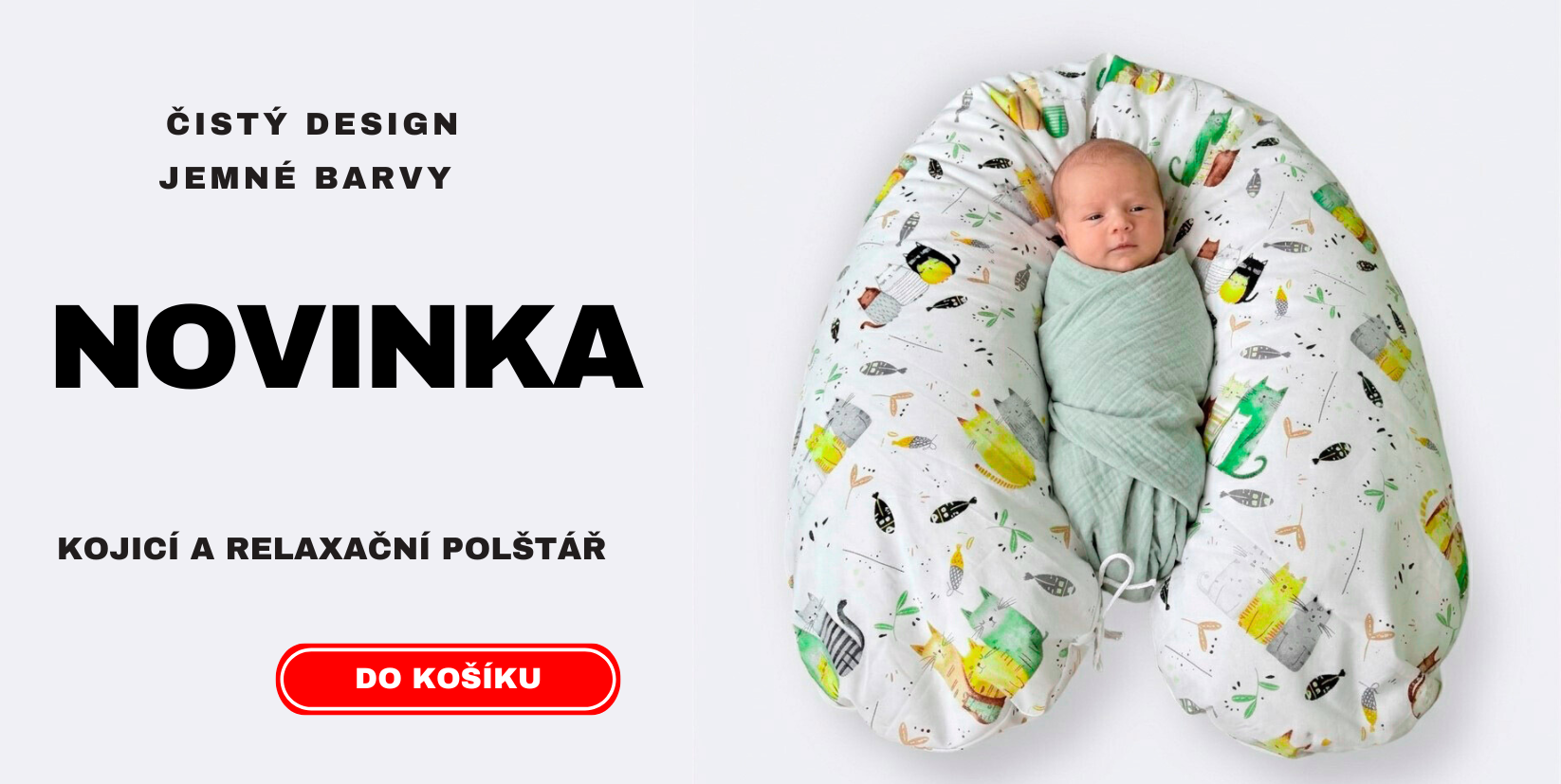 Miminko ležící v kojícím polštáři Gadeo.