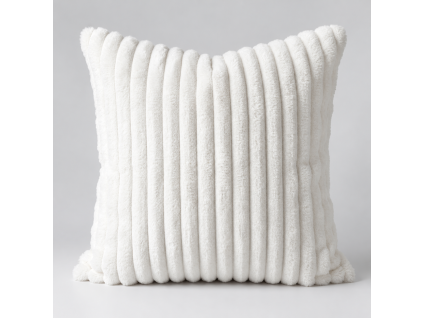 White Ribbed Plush Pillow