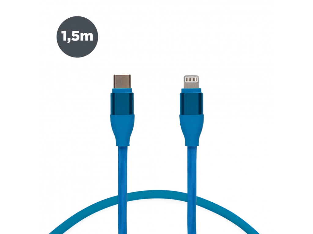 data cable usb type c to lightning contact blue