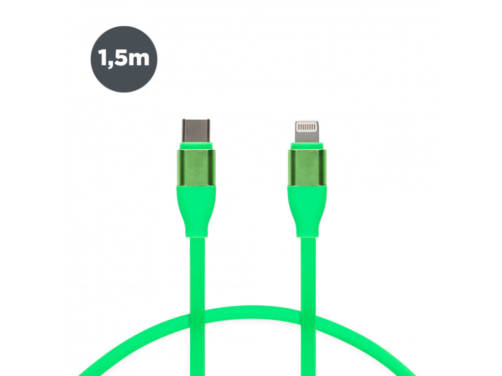 data cable usb type c to lightning contact green