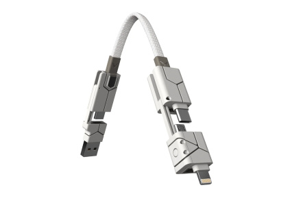 zeus x go 6 in 1 universal cable mecha white keychain mobile phone accessories futurizta tech 692