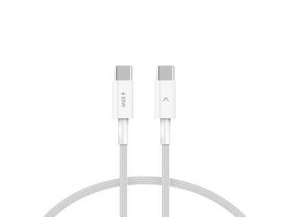usb c to usb c ksix 65 w charge and data cable power delivery compatible ultra fast charging braided 1 m white