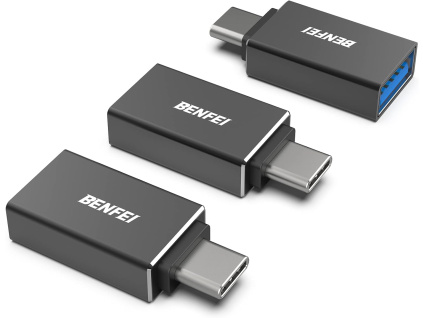 BENFEI adaptér USB-C na USB-A 3.0, balení 3 kusy, černý