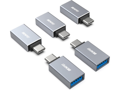 BENFEI adaptér USB-C na USB-A 3.0, balení 5 kusů, šedý