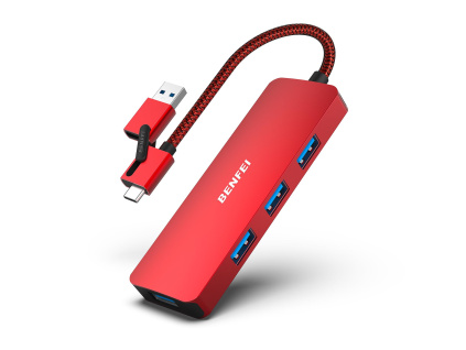 BENFEI USB 3.0 Hub 4-Port (červený)