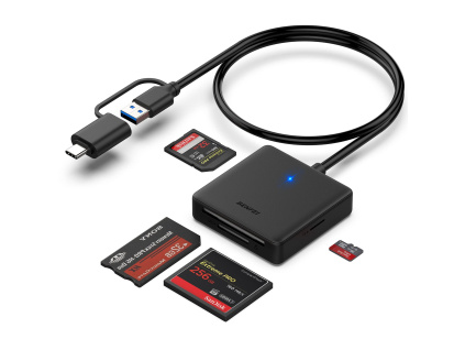 BENFEI 4v1 USB 3.0 a USB-C čtečka paměťových karet (černá)
