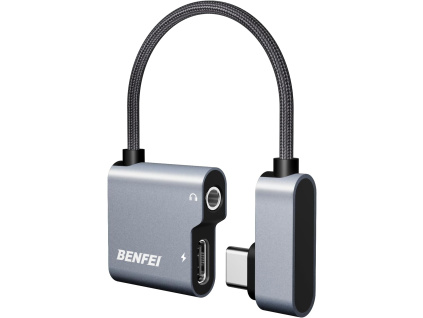 BENFEI adaptér USB-C na audio jack 3,5 mm s rychlým nabíjením 60W USB-C