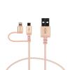 Ksix nabíjecí a datový kabel 2v1 Micro-USB/lightning na USB, kovový (Barva Zlatá)