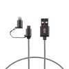 Ksix nabíjecí a datový kabel 2v1 Micro-USB/lightning na USB, kovový (Barva Zlatá)