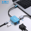 BENFEI USB-C HUB 4v1: HDMI, VGA, USB 3.0 a Power Delivery (modrý)
