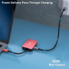 BENFEI USB-C HUB 4v1: HDMI, VGA, USB 3.0 a Power Delivery (červený)