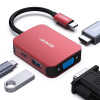 BENFEI USB-C HUB 4v1: HDMI, VGA, USB 3.0 a Power Delivery (červený)
